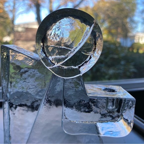 Swedish Wiesenthal Hutte Wiesenthalhutte Angel Ice Glass Candle Holder Vintage - Picture 13 of 16